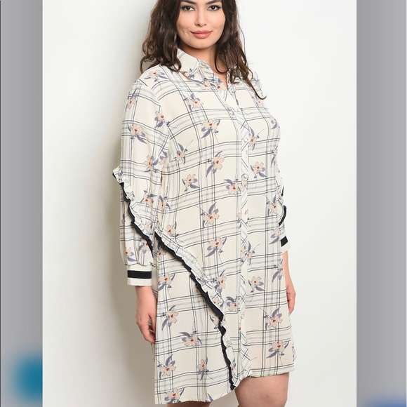 🌸Floral plaid Button Plus Size Dress🌸 - Picture 2 of 8